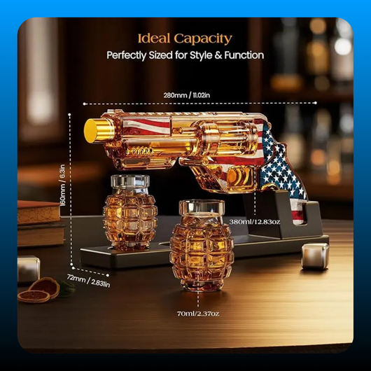 USA Flag 250th Anniversary Whiskey Decanter Glassware Sets