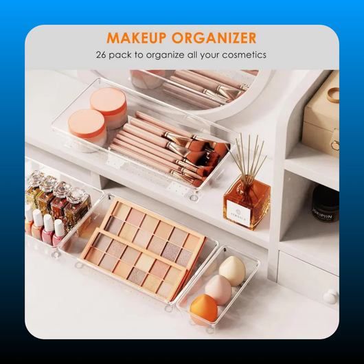 Durable 25 PCS Clear Plastic Drawer Organizers Set