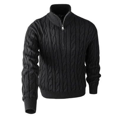 Quarter Zip Knitted Long Sleeve Sweater