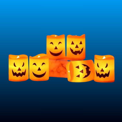 Flameless Pumpkin LED Tea Lights (12 Pack)