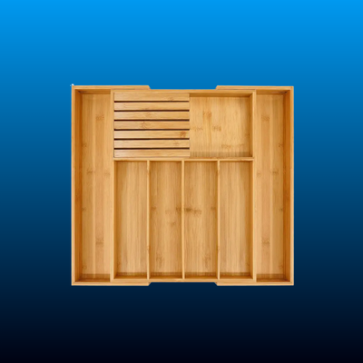 Expandable Bamboo Silverware Drawer Organizer