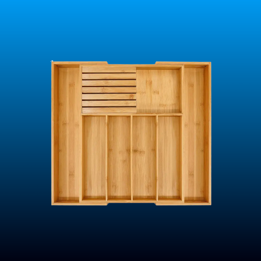 Expandable Bamboo Silverware Drawer Organizer