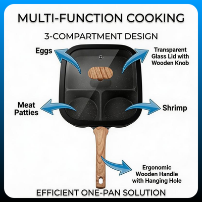 Multi-Section Breakfast Griddle with Glass Lid