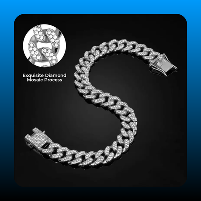 Silver Dog Chain Collar Diamond Cuban Link