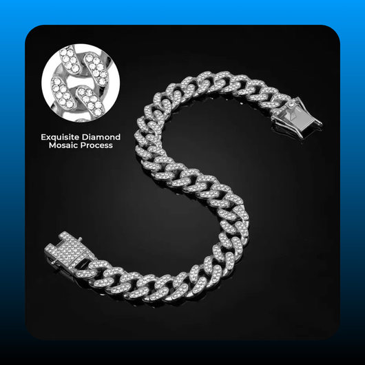 Silver Dog Chain Collar Diamond Cuban Link