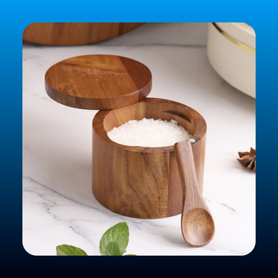 Vintage Wooden Spice Jar Set