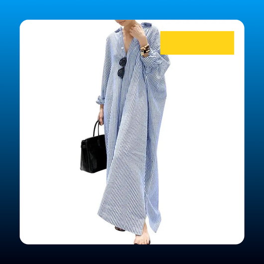 Striped Cotton Caftan Maxi Dress