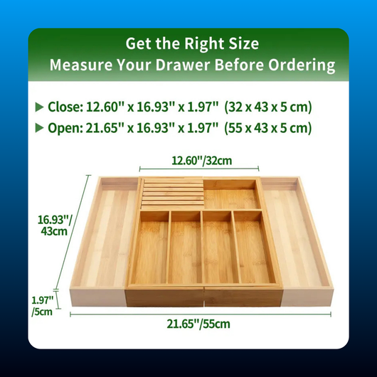 Expandable Bamboo Silverware Drawer Organizer