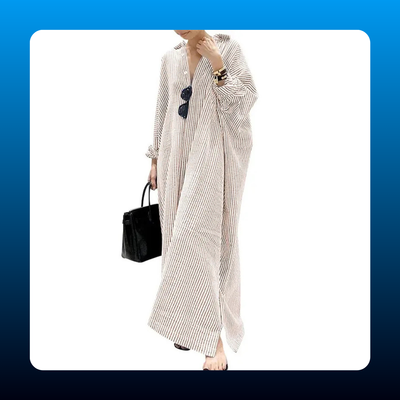 Striped Cotton Caftan Maxi Dress