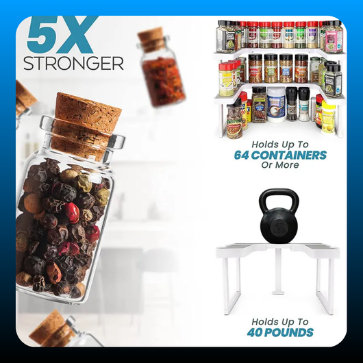 Adjustable 2 Tiered Spice Rack Organizer for Cabinet & Pantry