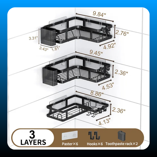 Lightweight No Drill Corner Shower Caddy (5 Pack)