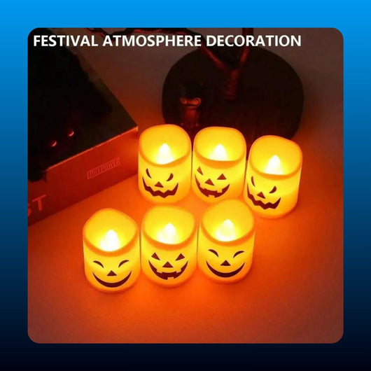 Flameless Pumpkin LED Tea Lights (12 Pack)