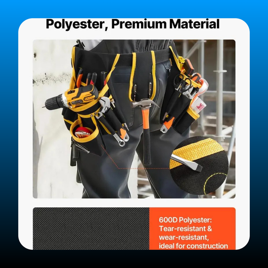 Abrasion & Tear-Resistant Tool Belt with Magnetic Pouch
