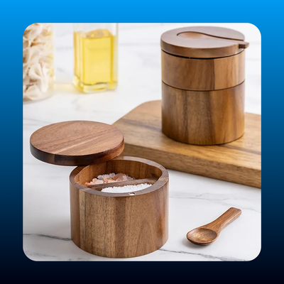 Vintage Wooden Spice Jar Set
