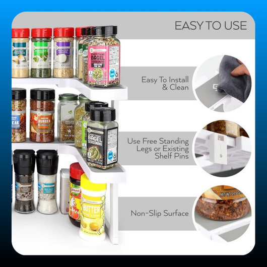 Adjustable 2 Tiered Spice Rack Organizer for Cabinet & Pantry