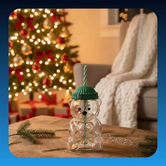Bear Glass Straw Tumbler