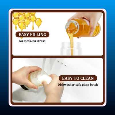 Glass Honey and Syrup Press Dispenser