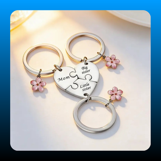 Mother Daughter Jigsaw Keychain Set