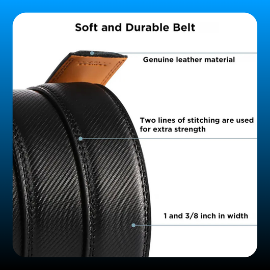 Trimmable Men's Leather Ratchet Easy Release Belt
