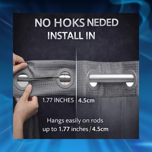 No Hook Shower Curtain with Snap in Liner (72''W x 75''H)