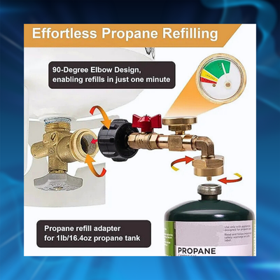 Propane Refill Adapter (20lb to 1lb Converter)