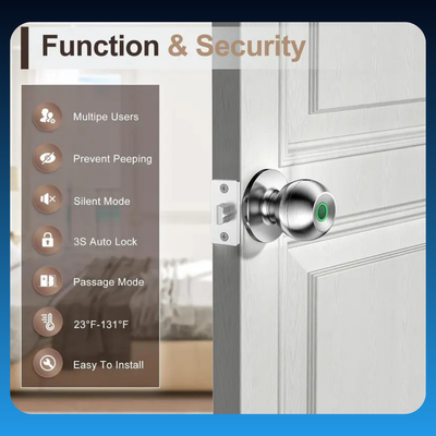 Smart Lock Fingerprint Door Knob with App Control