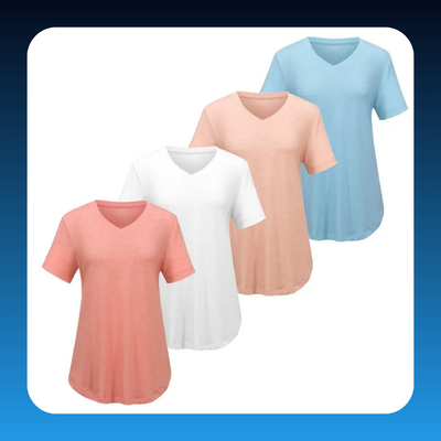 Loose Fit V-Neck T Shirts for Women Plus Size (4 Pack)