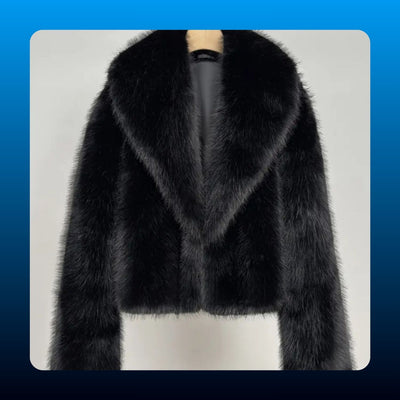 Cropped Faux Fur Collared Coat