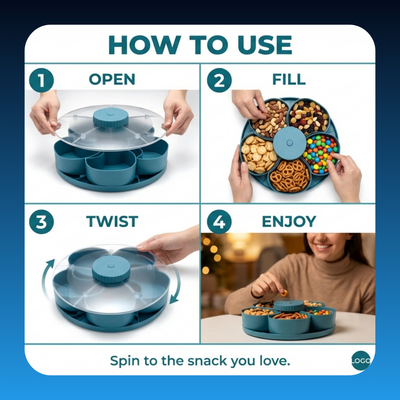 Divided Spin and Snack Serving Tray