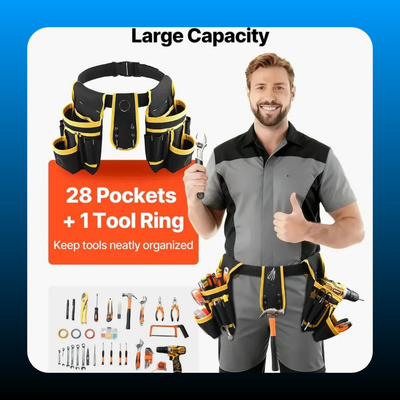 Abrasion & Tear-Resistant Tool Belt with Magnetic Pouch