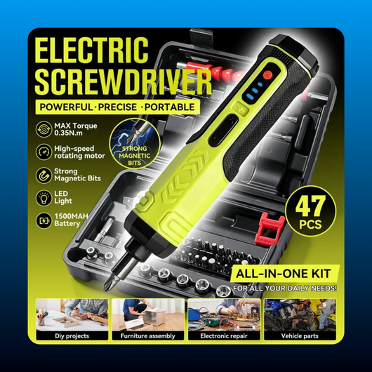 Cordless Electric Screwdriver with 47-Piece Kit