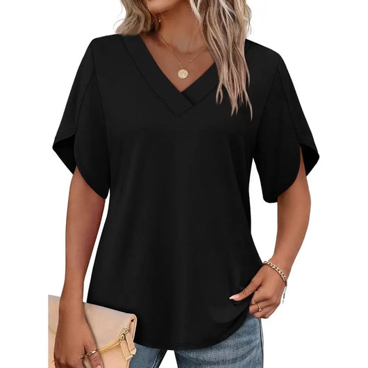 Womens Summer Short Petal Sleeve Top