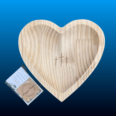 Wooden Heart Prayer Bowl with Cards