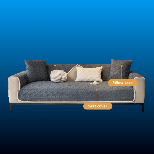 Cross Grid Solid Color Soft Velvet Sofa Pad