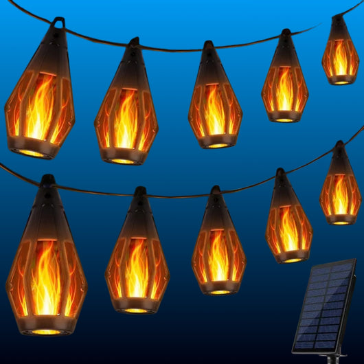 Solar Flame Effect String Lights (15 Bulbs)