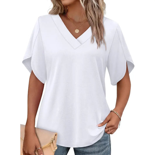 Womens Summer Short Petal Sleeve Top