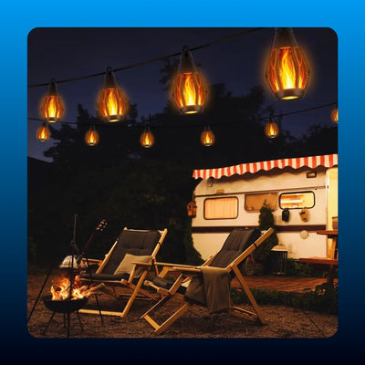 Solar Flame Effect String Lights (15 Bulbs)