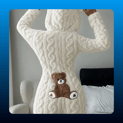 Teddy Bear Hooded Fleece Romper