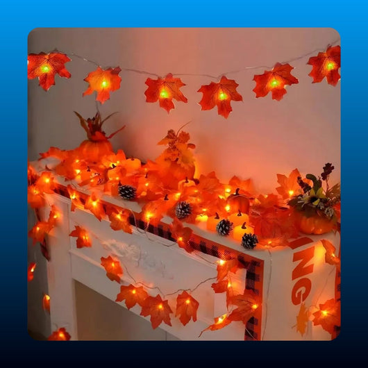 Lighted Fall Maple Leaf Garland