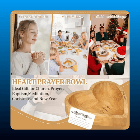 Wooden Heart Prayer Bowl with Cards