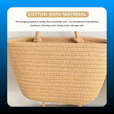 Woven Cotton 3-Tier Over the Door Basket