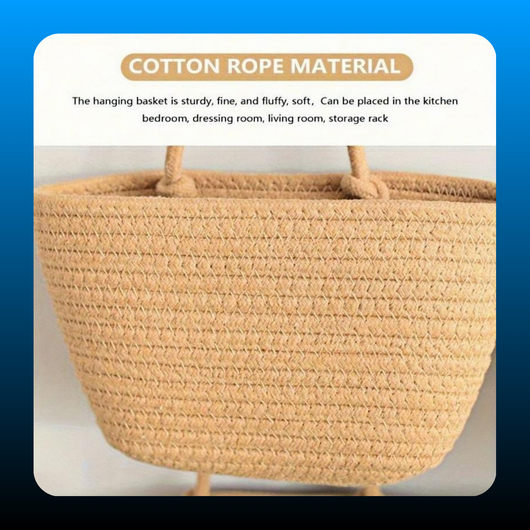 Woven Cotton 3-Tier Over the Door Basket
