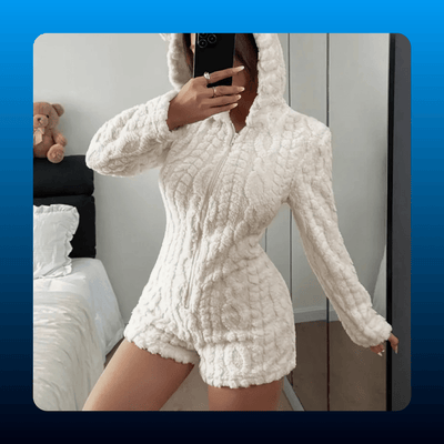 Teddy Bear Hooded Fleece Romper