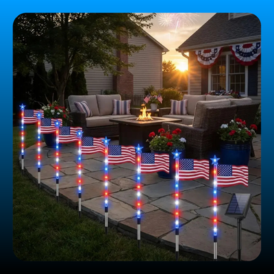 8-Piece 4th of July Flag Light Set