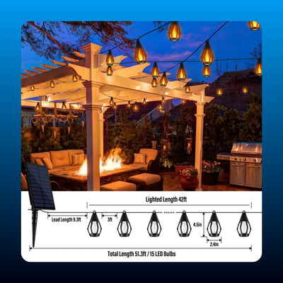 Solar Flame Effect String Lights (15 Bulbs)