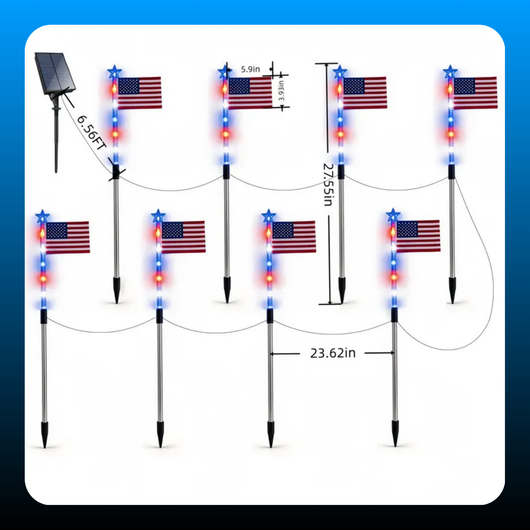 8-Piece 4th of July Flag Light Set