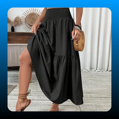 Women's Summer Vacation Style Ruffle Hem Floral Long Skirt