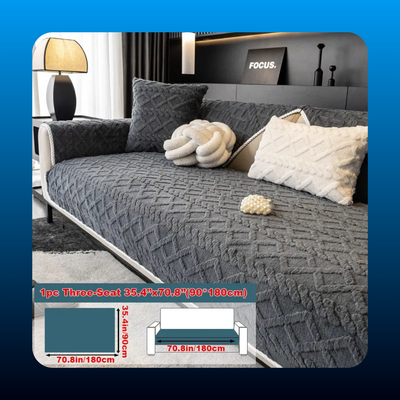 Cross Grid Solid Color Soft Velvet Sofa Pad