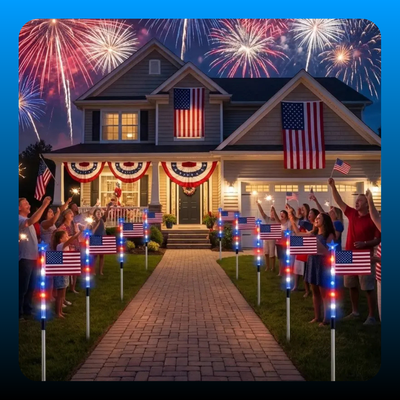 8-Piece 4th of July Flag Light Set