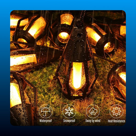Solar Flame Effect String Lights (15 Bulbs)